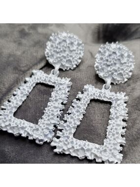 White Coral Textured Earrings
